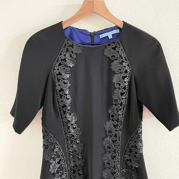 Antonio Melani Black Lace Trim Sheath Dress Women’s 2 - Picture 2 of 7